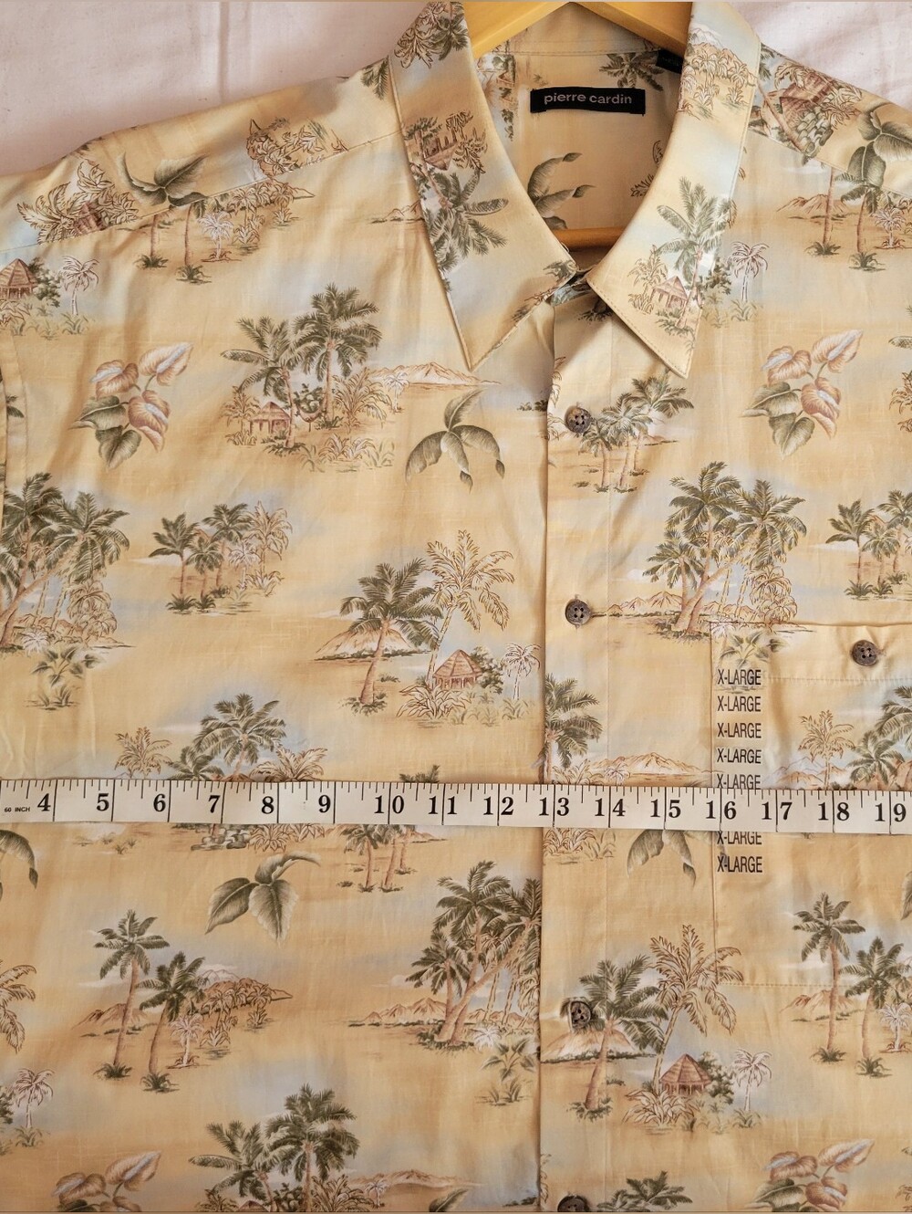 Pierre Cardin Pale Yellow Tropical Print Button-Down Shirt